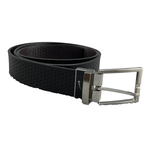 Nike Golf Leather Belt Mens‎ Brown Black 36 Silver Buckle Reversible Sportwear - Picture 1 of 11